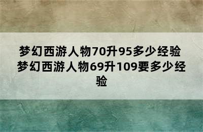 梦幻西游人物70升95多少经验 梦幻西游人物69升109要多少经验